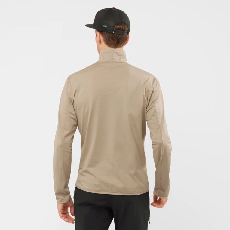 Pánské Mikiny Salomon Essential Lightwarm Half Zip Béžový | CZ 67DNPCW